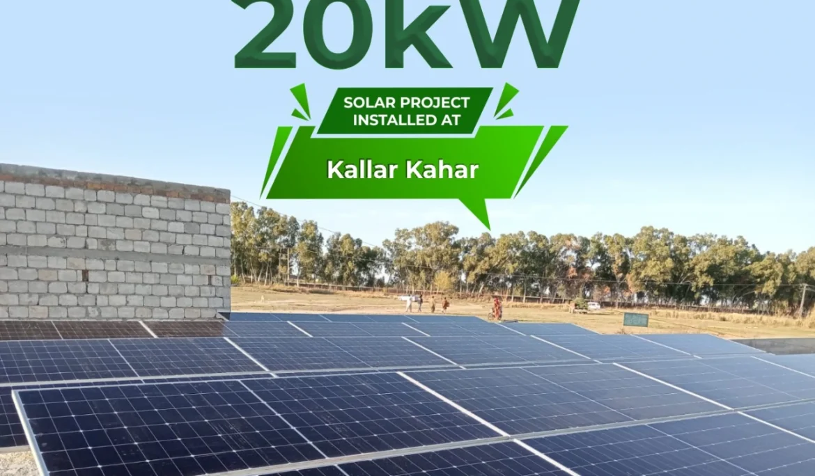 20 kW On-Grid solar system installed at Kallar Kahar.