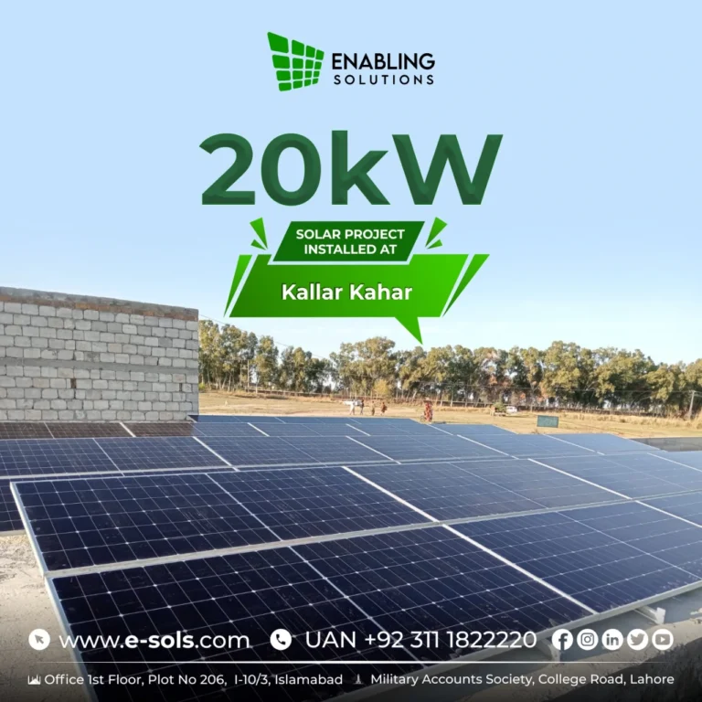 20 kW On-Grid solar system installed at Kallar Kahar.